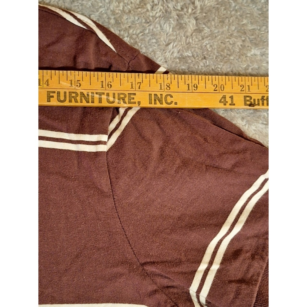 Aeropostale Mens M Striped Polo Shirt Burgundy Brown A87 Logo Short Sleeve - Picture 5 of 9